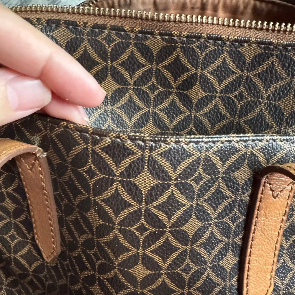 Fossil Sydney Brown Geo Pattern Canvas Coated Purse